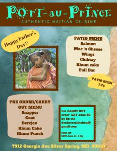 June 21 - Father's day menu